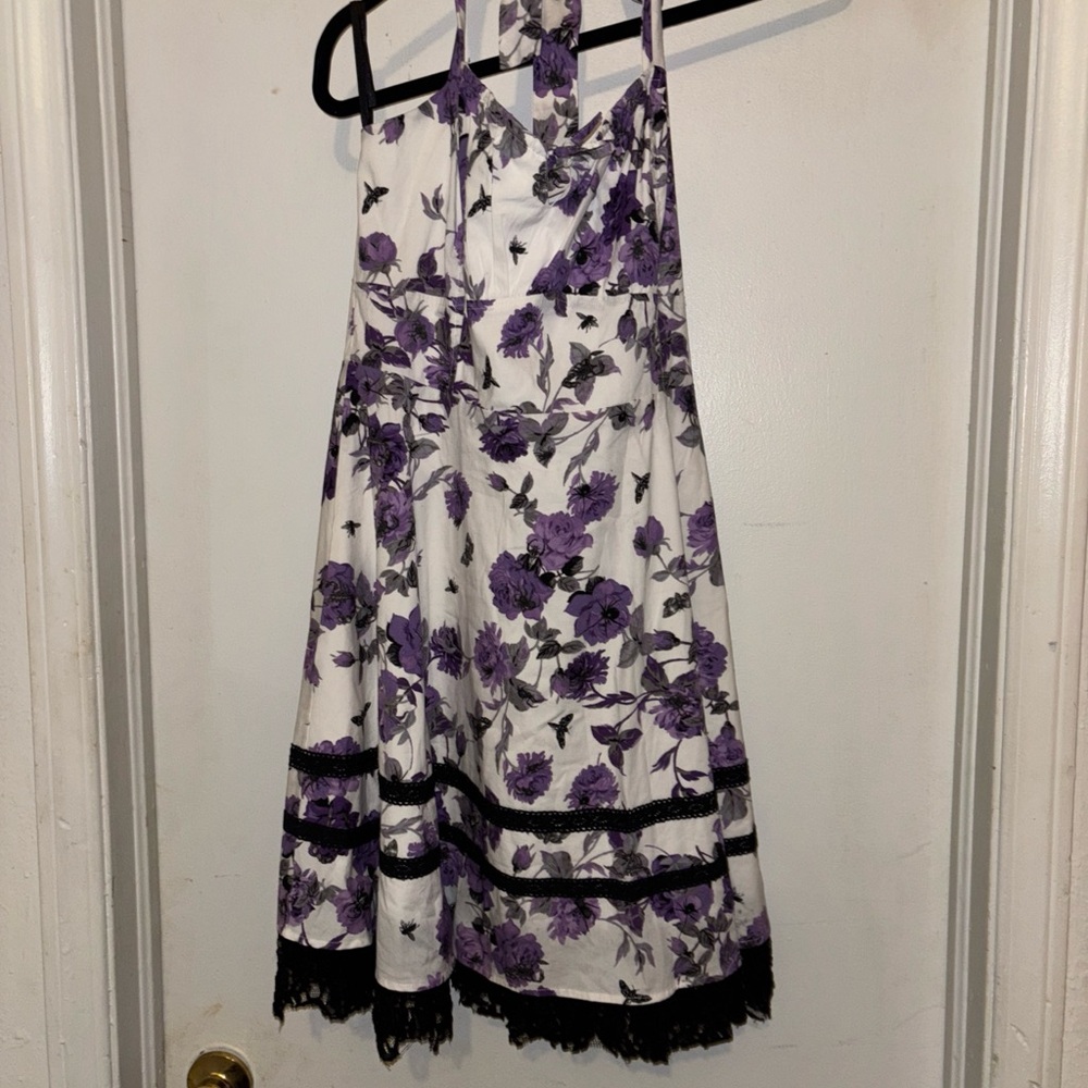 Hot Topic Purple and White Strapless Sundress